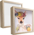 8x8 Shadow Box Frame Display Case, Wood with Plexiglass, Display Case Box for Memorabilia, Medal, Crafts,Tickets and Photos, Picture Frame for Wall and Tabletop (2pcs-Natural Wood, 8x8)