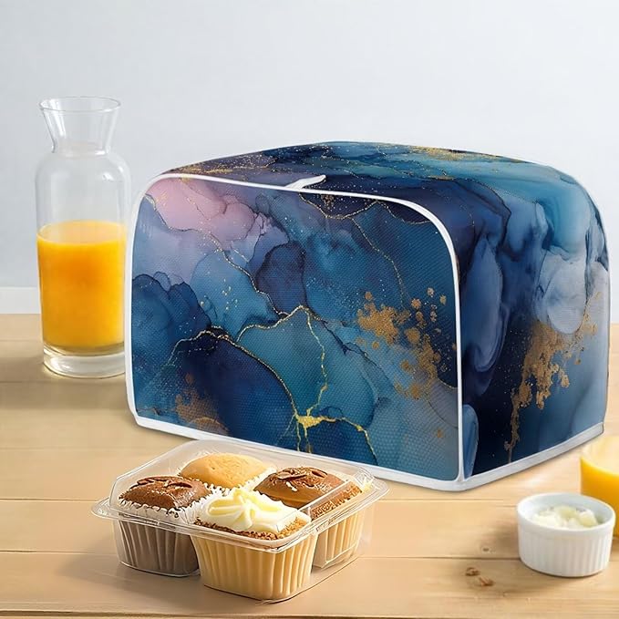 Blue Marble 2 Slice Toaster Dust Cover with Top Handle for Kitchen Decor Small Appliance Bread Toaster Oven Cover Bakeware Protector Keep off Food Stains