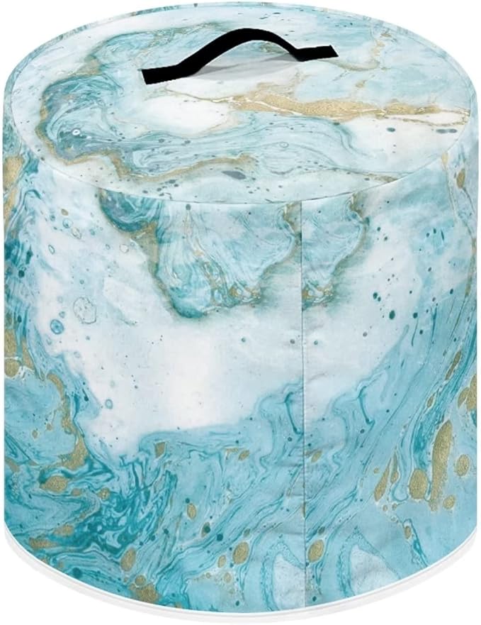Dust Cover for Kitchen Accessories, for 3 Quart Pressure Cooker Air Fryer Rice Cooker Kitchen Appliance Dust Covers with Storage Pockets Dust-proof Washable, Sky Blue Marble