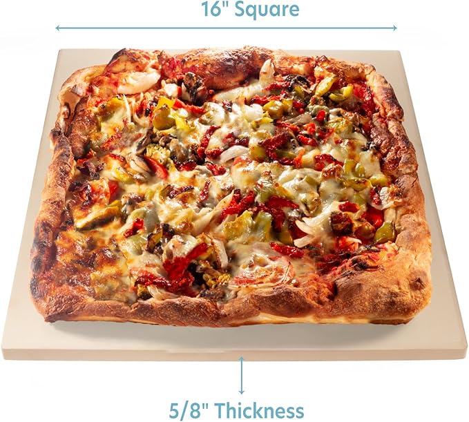 CucinaPro Pizza Stone for Oven, Grill or BBQ- Extra Thick 5/8" Cordierite Rectangular Baking Stone for Better Cooking- 16" x 14" Pan- Holds High Temp For Crispy Crust- Kitchen Tool Essential Must Have