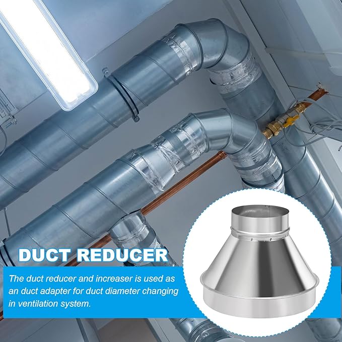 PATIKIL 12 Inch to 6 Inch Round Duct Reducer Increaser Connector, Galvanized Steel Air Duct Adapter Pipe Fitting for Bathroom Kitchen Inline Ventilation Systems, Silver Tone