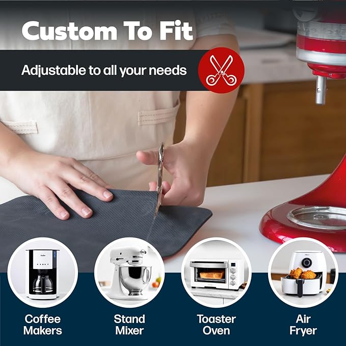 3 Pack Heat Resistant Mats for Countertop – Heat Pad Protector & Appliance Sliders for Kitchen – Cut to fit, Compatible with Ninja, Cuisinart, KitchenAid, Keurig & More