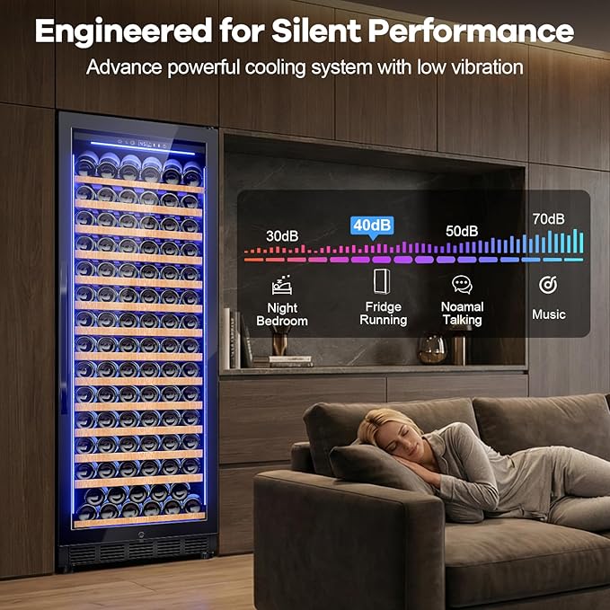 24" Wine Cooler Refrigerator Black, 24 Inch Wide Large Capacity Freestanding/Built in Wine Fridge for 154 Bottles with Safety Lock, Professional Wine Cellar with Glass Door