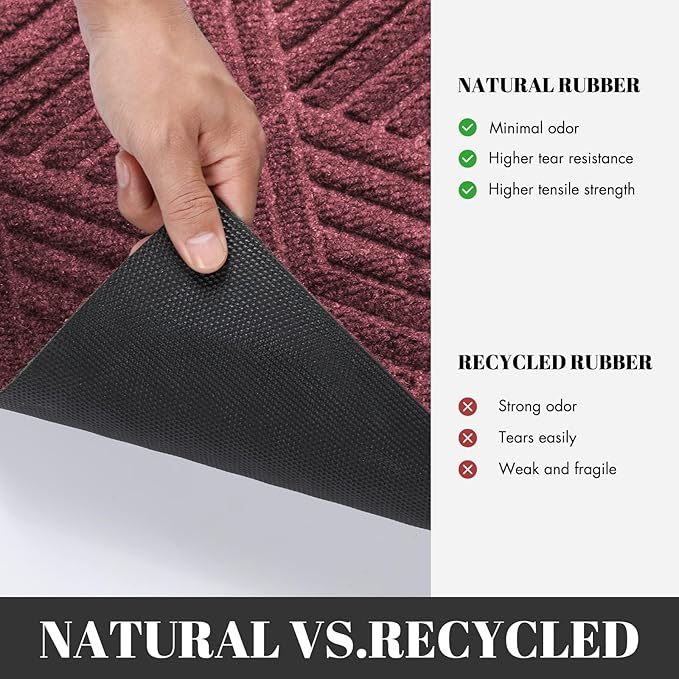 Yimobra Large Door Mat 47x24, All-Season Waterproof Outdoor Mats for Front Door Entrance with Drainage Holes, Heavy Duty Non-Slip Doormat for Garage Patio Entryway Indoor, Red