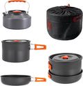 aiGear Camping Cooking Set Cookware Mess Kit with Storage Bag Pot Pan and Teapot Set Camping Accessories for Outdoor Camping Hiking Picnic Portable and Lightweight Aluminum Color Green,Black,Orange