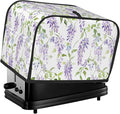 2 Slice Toaster Cover for Kitchen Lavender Flower Pattern Waterproof and Dustproof Toaster Dust Cover with Side Pockets Decorative Universal Cover for Wide Slot Toasters and Small Appliances