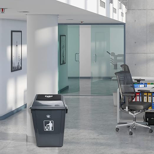 4-Pack 13 Gallon Plastic Kitchen Trash Cans with Swing Lid, Durable Commercial Swing Top Garbage Bin for Office, Patio, Restaurant, Garage