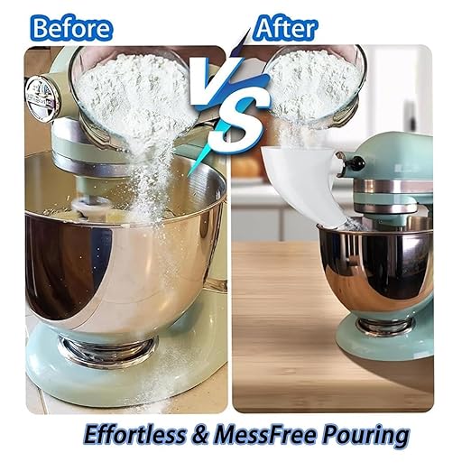 Universal Flour Funnel Attachment for Tilt-Head Stand Mixers (4.5–5 Qt), No-Mess Easy-Pour Baking Accessory, Wide-Mouth Anti-Splash Design, Dishwasher-Safe Tool for Dry & Liquid Ingredients(Black)