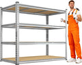 Garage Shelving Load 2600LBS, 4-Tier Storage Shelves, Adjustable Garage Shelves, Shelving Units and Storage, Metal Shelf for Kitchen, Pantry, Warehouse, 48" W x 60 "H x 24.1" D, Galvanized