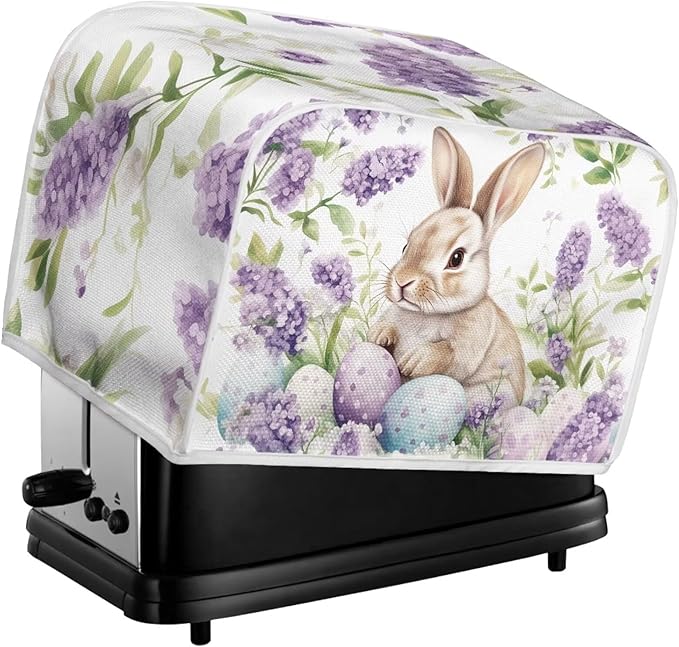 Easter Egg Bunny Print Toaster 2 Slice Cover Dust Fingerprint Protection Universal Size Kitchen Appliance Waterproof Cover