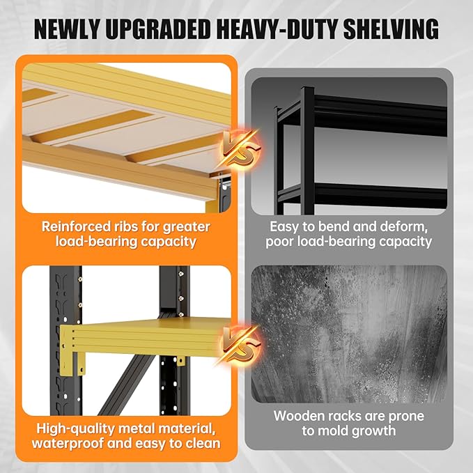 48" W Storage Shelves Heavy Duty, 4000LBS Metal Garage Shelving Units, 4 Tier Adjustable Shelf, Garage Storage Shelves Rack, Industrial Shelving for Warehouse, Basement,48" W x 24" D x 79" H