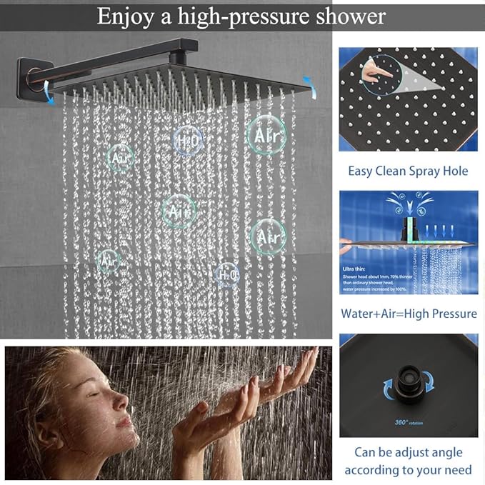 Shower Faucet Set Oil Rubbed Bronze Shower System, Knob Switch Diverter Shower Faucet with High Pressure Handheld Spray, Wall Mount 10 Inch Shower Head with 6 Inch Wall Mount Shower Head