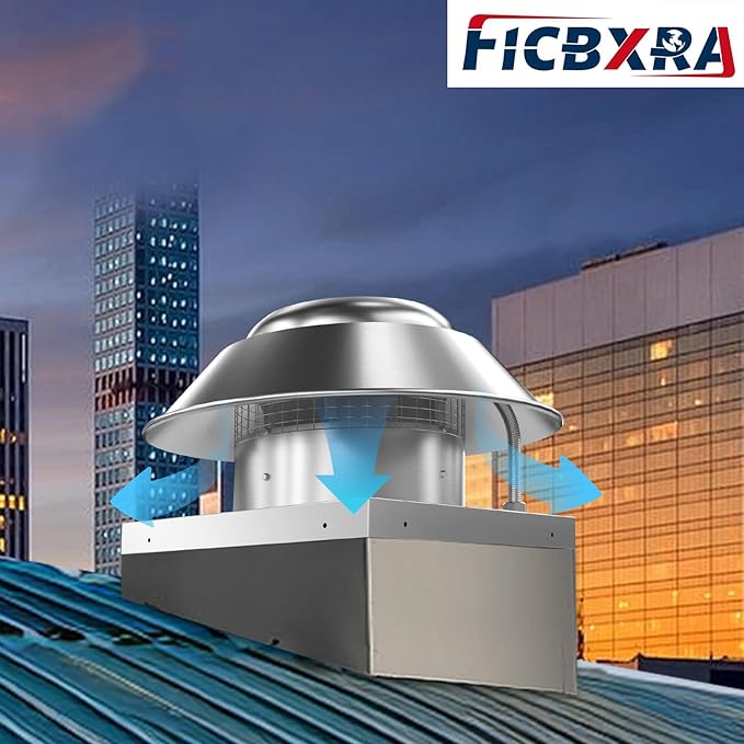 Direct Drive Axial Downblast Exhaust Fan Roof Exhaust Fan -21" Fan Base, 1/6 HP 115 Volt Single Phase Motor 1160 CFM