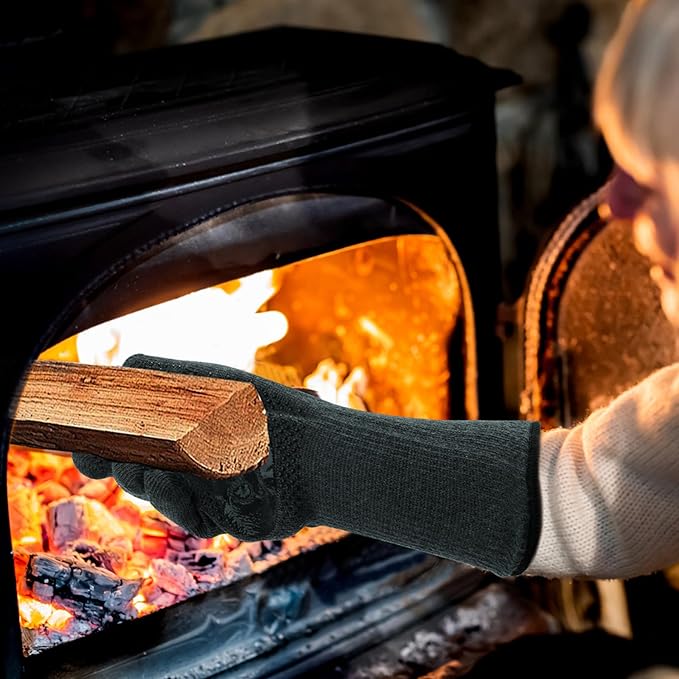 UBeesize Lengthen BBQ Gloves (Bear Paw), 1472°F Heat Resistant Grill Glove, 14 inch Fireproof Oven Gloves for Cooking, Non-Slip Fire Glove for Grilling, Barbecue, Smoker, Baking, Frying