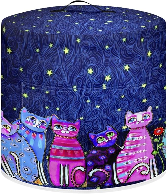 Xoenoiee Starry Night Cats Pattern Pressure Cooker Cover for 6 qt Instant Pot, Kitchen Appliance Dust Cover with Pockets for Rice Cooker Air Fryer Slow Cooker