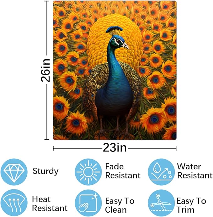 Peacock Sunflower Bright Dishwasher Magnet Cover, Reusable Refrigerator Panel Stickers Microwave Front Door Covers Magnets for Kitchen Home Appliances Holiday Party Decorations 23 X 26 in