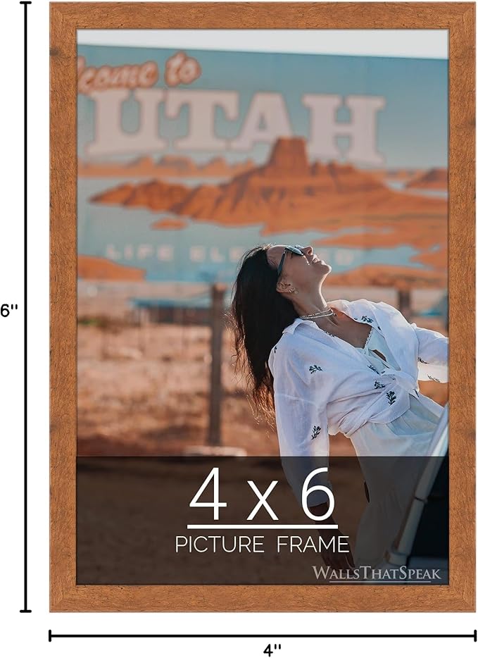 wallsthatspeak 4x6 Light Walnut Rustic Pine Picture Frame for Puzzles Posters Photos or Artwork