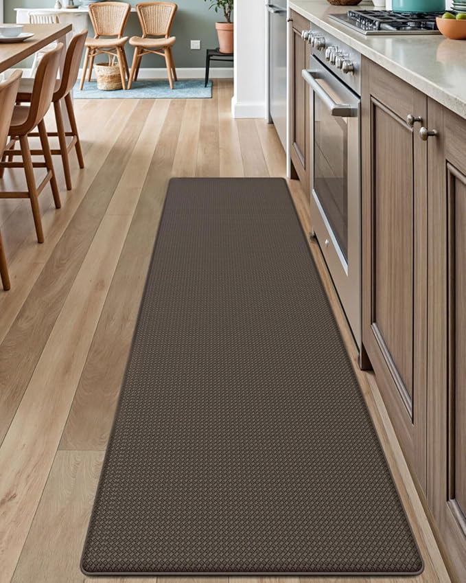 DEXI Kitchen Floor Mats Cushioned Anti Fatigue, 17x59, Standing Runner Rug Waterproof, Comfort Memory Foam Padded for Front Sink Laundry, Brown