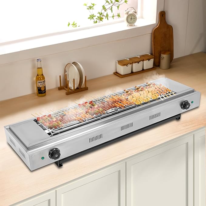 Electric Portable Barbecue Grill, Electric Grill Indoor Grill, 3KW Double-head Temperature-controlled Barbecue Oven, for Barbecues, Parties, Decks, Large Cooking Area
