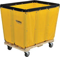 Global Industrial 12 Bushel, Yellow Vinyl Basket Bulk Truck, Unassembled, 36" L x 26" W x 33-1/2"H, Rolling Laundry Cart, Commercial Material Handling Cart with 4" Casters