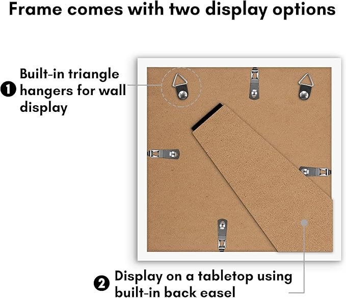 Americanflat 9x9 Picture Frame with Polished Plexiglass - Set of 5 - Use as 6x6 Frame with Mat or Display 9x9 Photo Without Mat - Galleria Collection - Square Frames for Tabletop and Wall - White