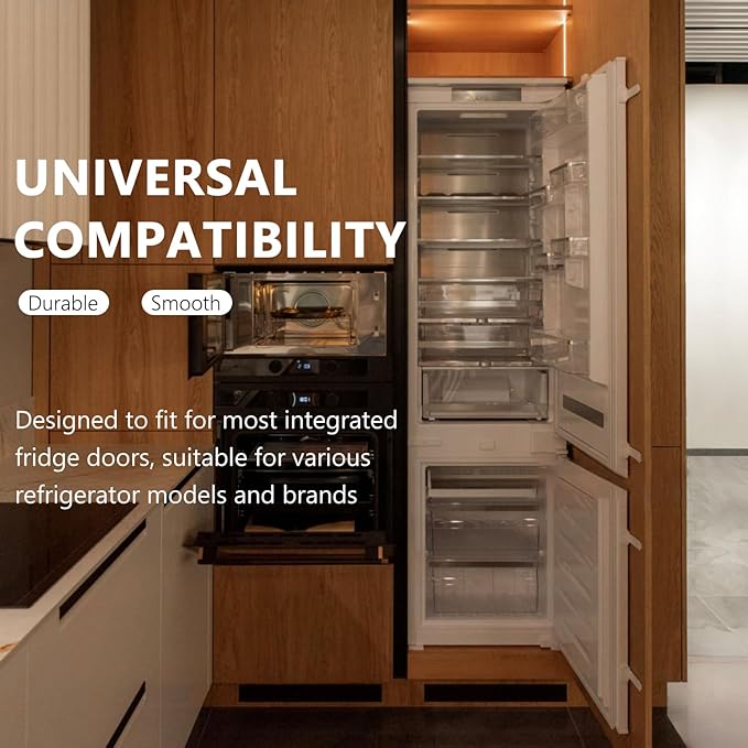 4Pcs Universal Integrated Fridge Freezer Door Slider with Screws, Fridge Door Mounting Installation Fixing Kit with Barckets and Clips