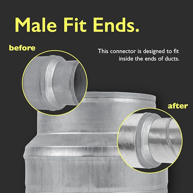 6" to 5" Inch Duct Pipe Adapter - Galvanized Steel HVAC Ducting Reducer for Ventilation - PVC Pipe, Hose Coupler - Heavy Duty Exhaust, Air Conditioner Fittings - Vent Flange Connector