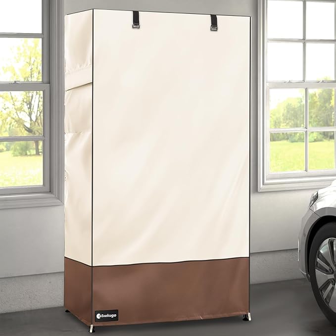 Wire Shelf Cover,600D Heavy Duty 100% Waterproof Shelf Covers for Wire Shelving,Outdoor Storage Shelves Cover for Metal Rack,36" W x 16" D x 72" H,Beige & Brown