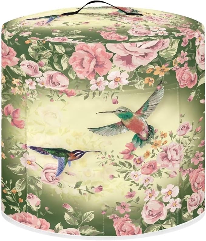 Flashideas Hummingbird Flower Pressure Cooker Cover for Women Insulated Rice Cooker Cover with Easy to Clean Lining Waterproof Dust Cover with Pockets for Instant Pot 6 Quart Appliance Cover