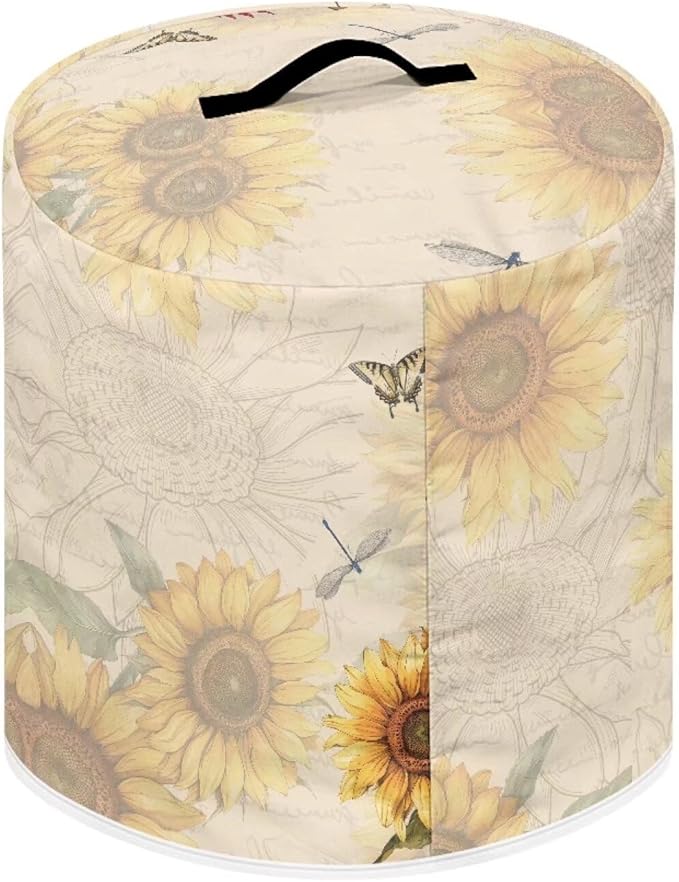 Sunflower Rooster Butterfly Dust Cover with Pocket for 3 Quart Instant Pot, Rice Cooker and Air Fryer, Round Protective Cover Dust-Proof Stain Resistant Electric Appliance Cover Easy to Clean
