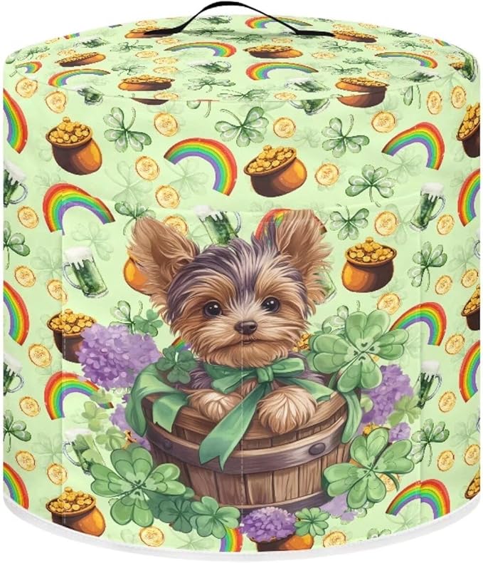 Green Hat Rainbow Gold Coin Print Kitchen Appliance Cover,St. Patrick's Day Theme Pressure Cooker Cover 8 Quart Dust Cover for Air fryer/Rice Cooker/Oven/Toaster/Stand Mixer/Steamer