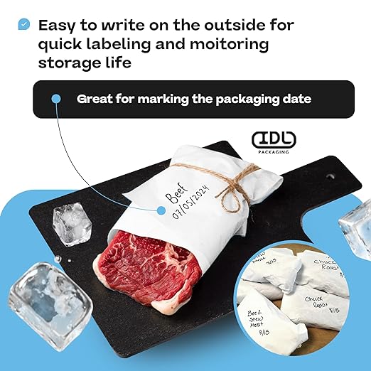 Freezer Paper Roll 24" x 1800" (150 feet) - USA-made White Paper for Freezing Food - Freezer Material with Special Coating for Meat & Fish - Strong Barrier Against Air and Moisture by IDL Packaging