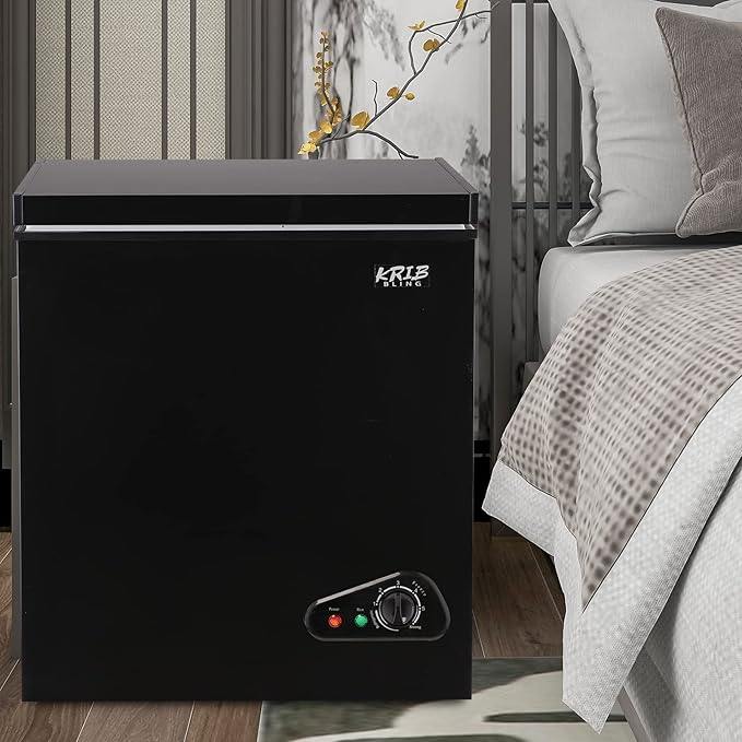 Compact Chest Freezer with Removable Basket, 7.0 Cu.ft Top Door Open Freestanding Deep Freezer with 7 Gears Temperature Adjustment, Ideal for Home, Kitchen & Office, Black