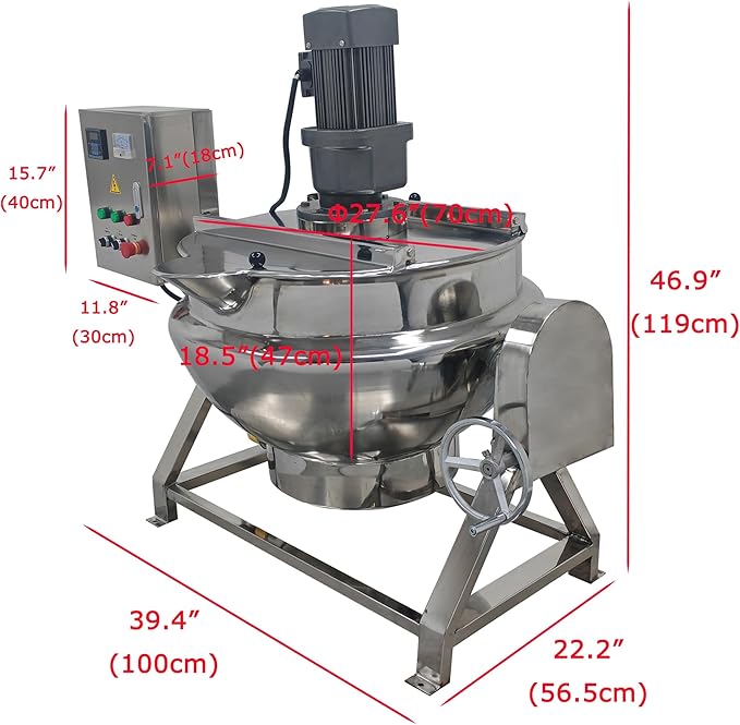 Commercial Cooking Pot Electric Jacketed Kettle with Stirrer Stainless Steel Tiltable Jacketed with Mixer 26.5 Gallon Capacity for Soup Chili Sauce Beverage Jam Porridge 220V