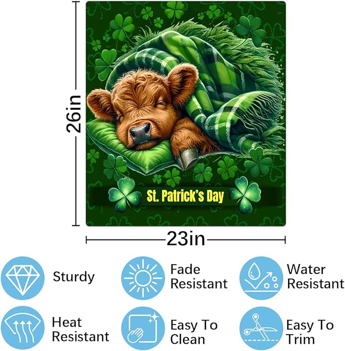 St Patrick Green Highland Cow Dishwasher Magnet Cover Magnetic Dishwasher Decorative Cover Front Dishwasher Door Covers Reuseable Dishwasher Covers Decal for Kitchen Home Decorative