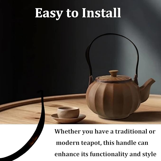 2PCS U-Shape Stainless Steel Teapot Handle, Black Inside Buckle Replacement Handle for Ceramic Pottery Teapot Kettle Accessories
