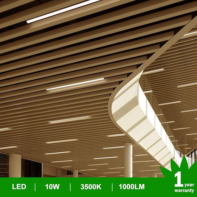 LightingWill 4 Pack LED Shop Light 2FT, Warm White 3000-3500K, 10W, Linkable T5 Integrated Fixture, Utility LED Ceiling and Under Cabinet Light, Corded Electric with Built-in ON/Off Switch
