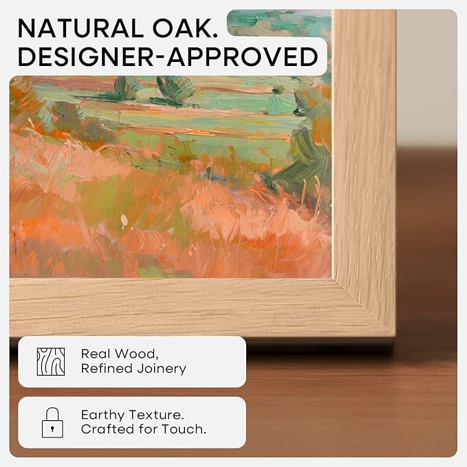 Homeforia 16x20 Wooden Frame, High End Natural Oak 16x20 Light Wood Picture Frame with Mat 11x14, 16 by 20 Poster Frames Matted to 11 x 14 Photo, 20by16 Thin Frames, Tempered Glass, Wall Kit, Set of 2