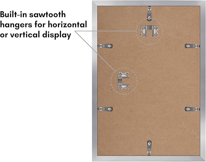 Americanflat 8x12 Picture Frame with Polished Plexiglass - Set of 5 - Use as 6x8 Frame with Mat or Display 8x12 Photo Without Mat - Galleria Collection - Picture Frames for Wall Display - Silver