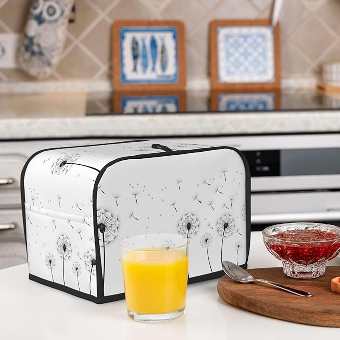 Toaster Cover 2 Slice with Pockets, Flying Dandelions Abstract Farmhouse Wildflower Kitchen Accessories Decor Bread Maker Oven Protector Covers Dust Proof Fingerprint Covers