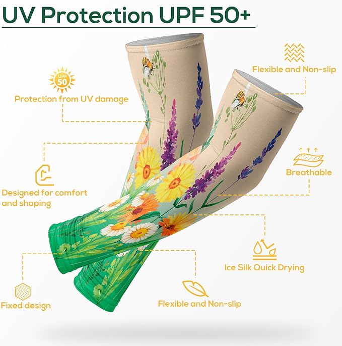 YUNVI Gardening Sleeves Farm Sun Protection Cooling Arm Sleeves to Cover Arm for Women