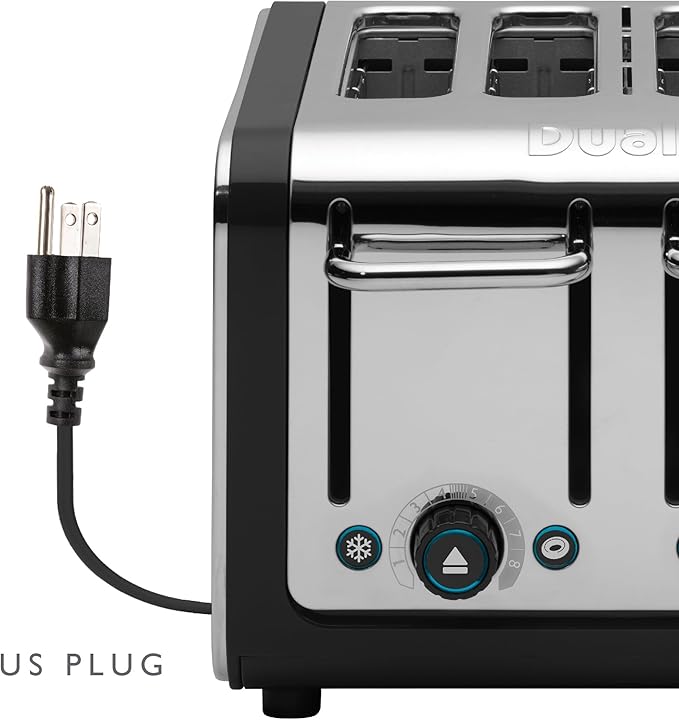 Dualit Design Series 4 Slice Toaster | Polished Stainless Steel with Black Trim | Extra-Wide Slots – Peek and Pop Function – Patented Perfect Toast Technology – Matching Kettle Available