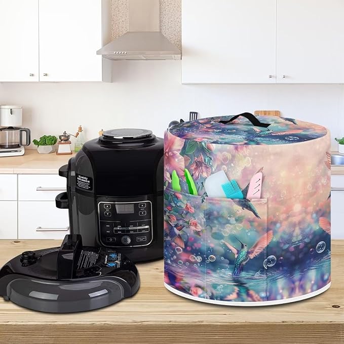 Flashideas Hummingbird Pressure Cooker Cover with Storage Pocket Compatible with 8 10 Quart Instant Pot, Durable Rice Cooker Air Fryer Accessories, Waterproof Kitchen Appliances Dust Cover