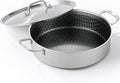 DELARLO Tri-Ply Stainless Steel Braiser Pan with Lid 5 Quart Nonstick Induction Rondeau Cooking Pot 12inch Deep Frying Pan Large Saute Pan Heavy Duty,Dishwasher and Oven Safe to 550℉