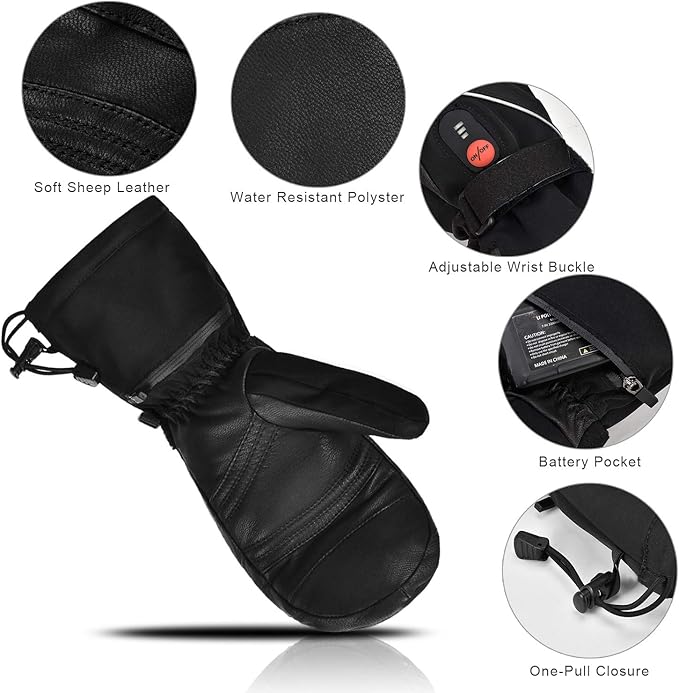SAVIOR HEAT Heated Ski Mittens 3-Finger Gloves Electric Rechargeable Battery Mitts for Men Women Kids Winter Snowboard Motorcycle Skating Camping Hunting