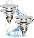 Hibbent 2 Pack All Metal Upgraded Bathroom Sink Stopper, Universal Pop Up Sink Drain Strainer, Brass Bullet Core Push Type Sink Stopper for 1.1''~2.3''' Basin, Anti Clogging Drain Filter, Chrome