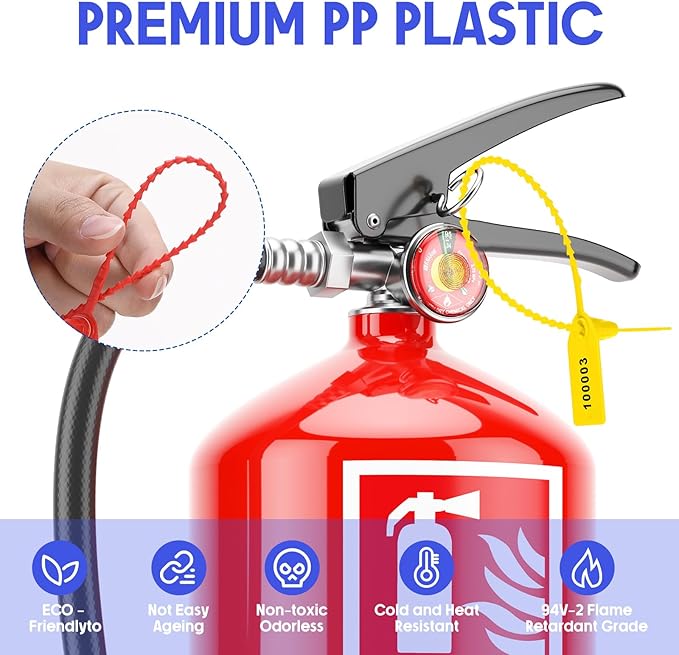 1000 Pcs Plastic Tamper Seals Fire Extinguisher Tags Security Tags Seals Safety Numbered Zip Ties Labels Safety Disposable Self Locking Signage 250 mm Length (Colorful)