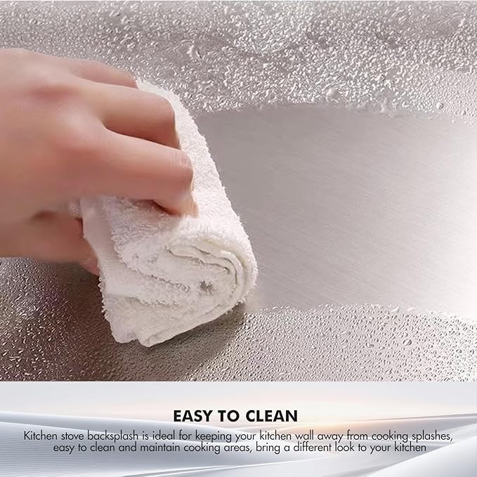 Micmi 24" x 30" Stainless Steel Backsplash for Stove, Reversible Flat Metal Guard Range Hood Wall Shield for Kitchen, Easy Clean and Installation with Four Pre Drilled Holes