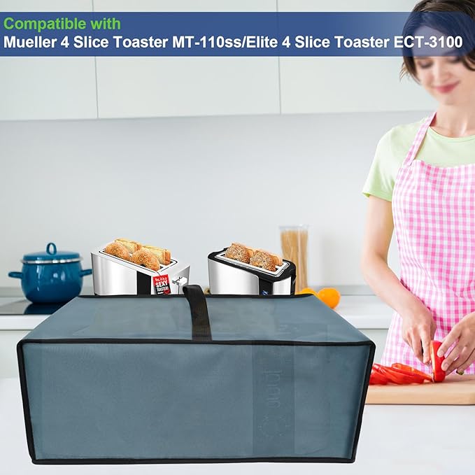 Toaster Cover Waterproof Heat-Resistant Dustproof Protective Case Heavy Duty Cover for Mueller UltraToast Toaster 4 Slice MT-110ss/Elite Gourmet ECT-3100 Long Slot 4 Slice
