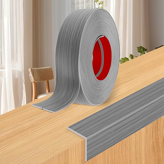 Wall Corner Protector Moulding Trim Peel and Stick Wall Corner Guards Trim Flexible Self Adhesive Edge Protector Moulding, 1.6 in x40 Ft, Light Gray Wood
